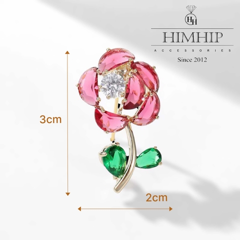 Trâm, Ghim Cài Áo Nhỏ HimHip Hoa Hồng Đáng Yêu HKCC Đính Phale 2*3cm