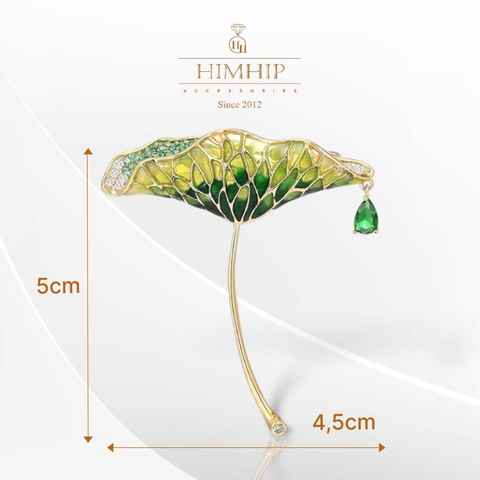 Trâm, Ghim Cài Áo HimHip Lá Sen Quý Phái HKCC Đính Phale 4,5*5cm