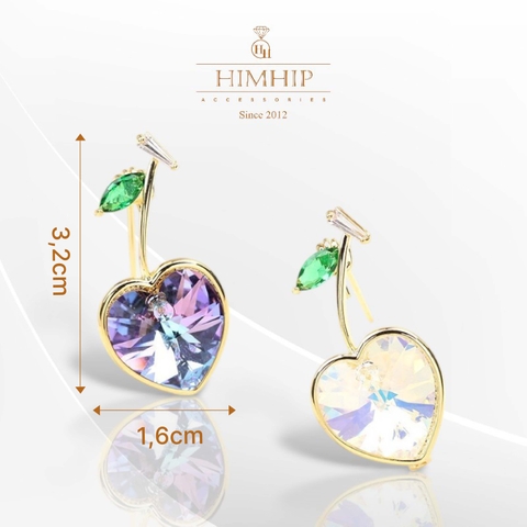 Trâm, Ghim Cài Nhỏ HimHip Cherry Trái Tim Đáng Yêu HKCC Đính Phale 1,6*3,2cm