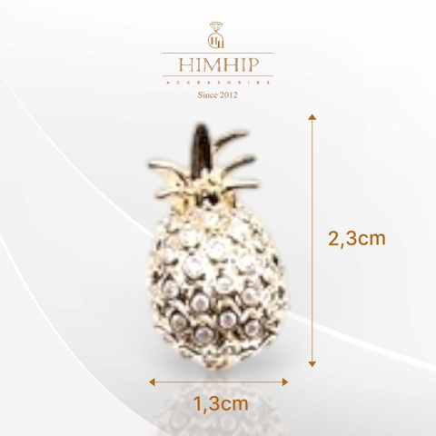 Trâm, Ghim Cài Áo Nhỏ HimHip Quả Dứa Vàng Đáng Yêu HKCC Đính Phale 1,3*2,3cm