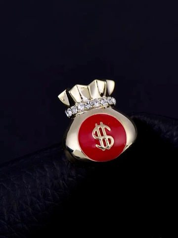 Pin Cài Áo HimHip Mèo Và Túi Thần Tài May Mắn HKCC Đính Phale 1,5cm