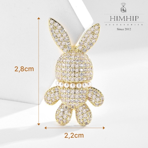 Trâm,Ghim Cài HimHip Thỏ Ngọc HKCC Đính Phale 2,2*2,8cm
