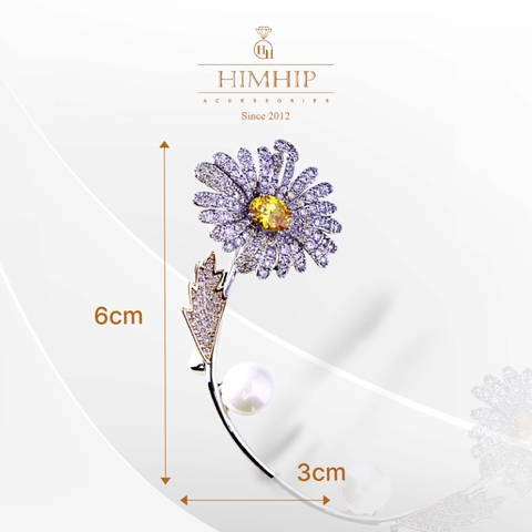 Trâm, Ghim Cài Áo HimHip Cúc Họa Mi Thanh Lịch HKCC Mix Trai 3*6cm