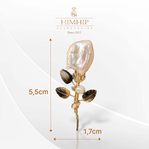 Trâm, Ghim Cài Áo HimHHip Cành Hoa Sang Trọng Mix Trai 1,7*5,5cm