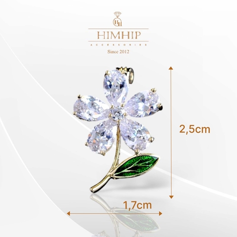 Trâm, Ghim Cài Áo Nhỏ HimHip Hoa 5 Cánh Đáng Yêu HKCC Đính Phale 1,7*2,5cm