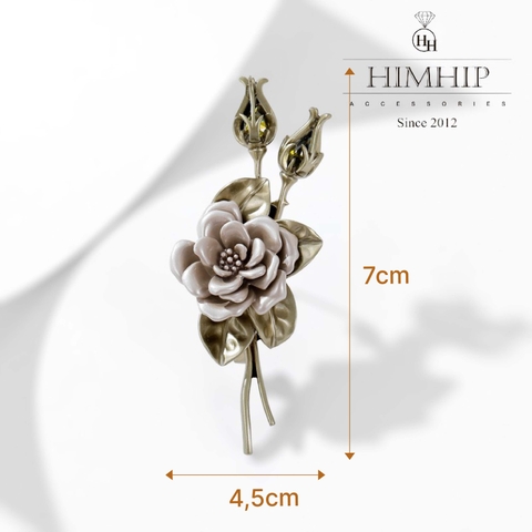 Trâm, Ghim Cài Áo HimHip Cành Hồng Khô Sang Trọng HKCC Mix Phale 4,5*7cm