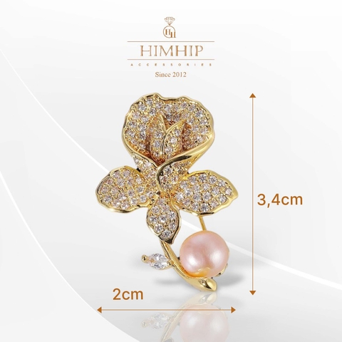 Trâm, Ghim Cài Áo Nhỏ HimHip Hoa Hồng Nhỏ Sang Trọng HKCC Mix Trai 2*3,4cm