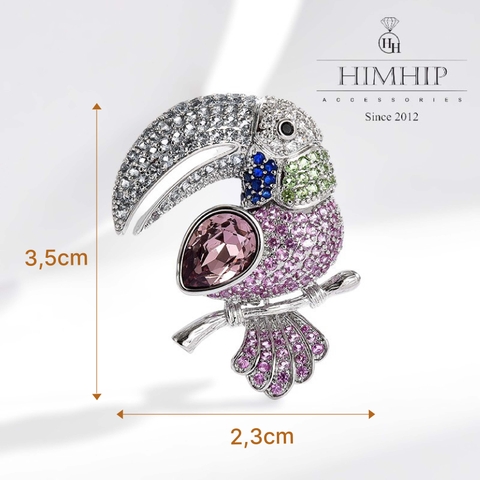 Trâm, Ghim Cài Áo HimHip Chim Yến Phụng Sang Trọng HKCC Đính Phale 2,3*3,5cm