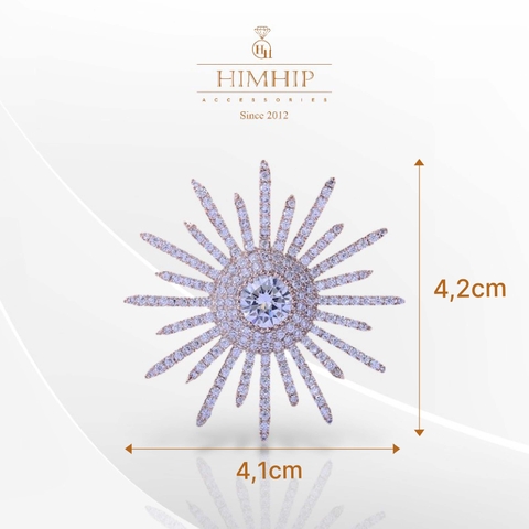 Trâm, Ghim Cài Áo HimHip Hào Quang Nữ Thần Mặt Trời Sang Trọng HKCC Đính Phale 4,2*4,1cm