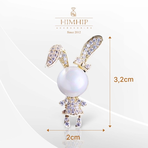 Trâm, Ghim Cài Áo HimHip Thỏ Con Mặt Trai Đáng Yêu HKCC Đính Phale 3,2*2cm
