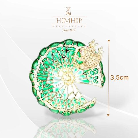 Trâm, Ghim Cài Áo HimHip Lá Sen Hoạ Tiết Độc Đáo Sang Trọng HKCC Đính Phale 4*3,5cm HPBD