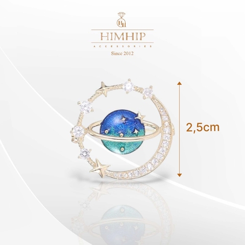 Trâm, Ghim Cài Áo Nhỏ HimHip Hành Tinh Cùng Vòng Tròn Vũ Trụ Thanh Lịch HKCC Đính Phale 2,5cm nam nữ