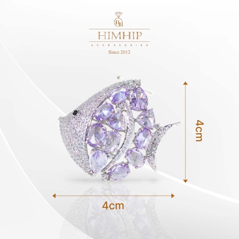 Trâm, Ghim Cài Áo HimHip Cá Đĩa Sang Trọng HKCC Đính Phale 4*4cm