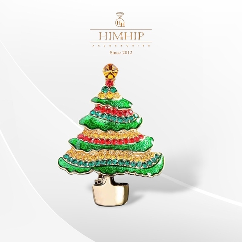 [Noel] Trâm, Ghim Cài Áo HimHip Cây Thông Noel  Phong Cách Thổ Cẩm HKCC Đính Phale 4,5*2,5cm