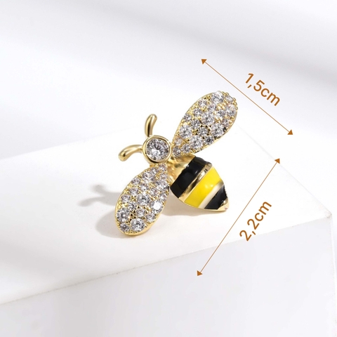 Pin Cài Áo HimHip Ong Vàng Họa Tiết Cổ Điển HKCC Đính Phale 1,5*2,2cm