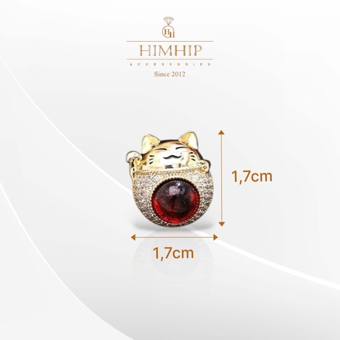 Pin Cài Áo HimHip Mèo Thần Tài Phúc Lộc HKCC Đính Phale 1,7*1,7cm