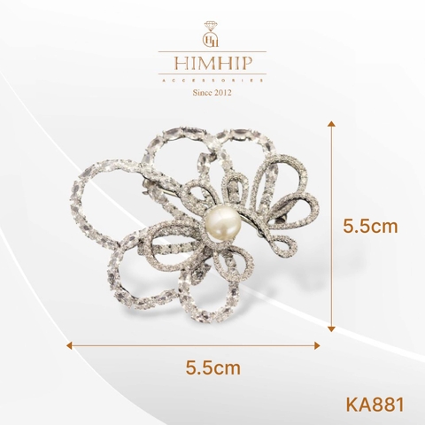 Trâm, Ghim Cài Áo HimHip Hoa Xoắn Sang Trọng HKCC Đính Phale 5.5x5.5cm
