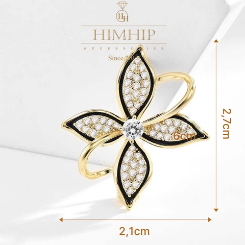 Trâm, Ghim Cài Áo Nhỏ HimHip Hoa May Mắn HKCC Đính Phale 2.1x2.7cm