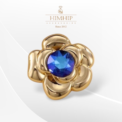 Trâm, Ghim Cài Áo Nhỏ HimHip Hoa Hồng Trơn Thanh Lịch Đính Phale 2,5cm - Vàng