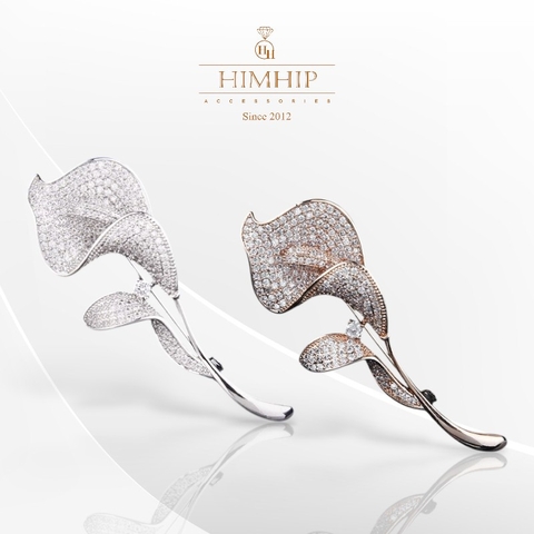 Trâm, Ghim Cài Áo HimHip Hoa Vân Môn Thanh Lịch HKCC Đính Phale 2,5*6,5cm