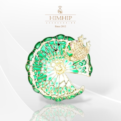 Trâm, Ghim Cài Áo HimHip Lá Sen Hoạ Tiết Độc Đáo Sang Trọng HKCC Đính Phale 4*3,5cm HPBD