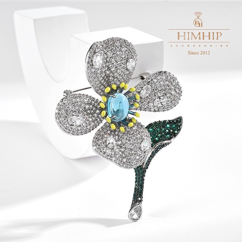 Trâm, Ghim Cài Áo HimHip Hoa Bạch Dương Sang Trọng HKCC Đính Phale 5*6,5cm