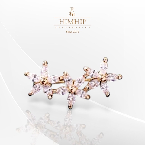 Trâm, Ghim Cài Áo Nhỏ HimHip Ba Hoa Sang Trọng HKCC Đính Phale 2,5 cm