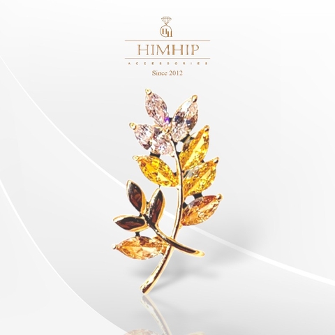 Trâm, Ghim Cài Áo Nhỏ HimHip Bông Lúa Tài Lộc HKCC Đính Phale 3,2x1,6cm