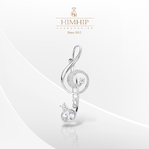 Trâm, Ghim Cài Áo HimHip Nốt Nhạc Sang Trọng HKCC Đính Phale 5*5cm