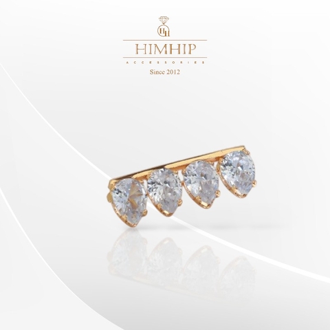Trâm, Ghim Cài Áo Nhỏ HimHip Thanh Ngang Vàng Sang Trọng HKCC Đính Phale 1*2,5cm