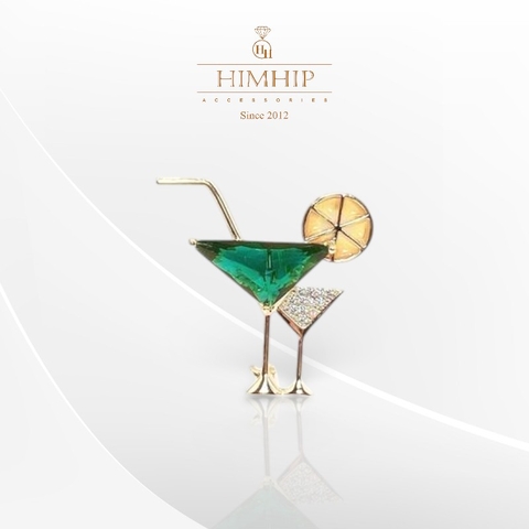 Trâm, Ghim Cài Áo HimHip 2 Ly Cocktail Xanh Sang Trọng HKCC Đính Phale 2,5*3,4cm nam nữ