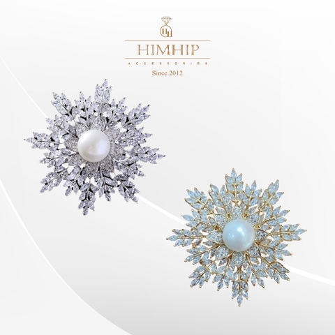 [Noel] Trâm, Ghim Cài Áo HimHip Hoa Tuyết Sang Trọng HKCC Mix Trai 5,5*5,5cm