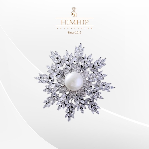[Noel] Trâm, Ghim Cài Áo HimHip Hoa Tuyết Sang Trọng HKCC Mix Trai 5,5*5,5cm