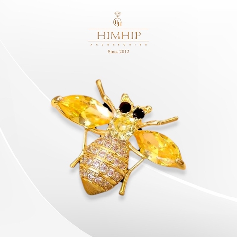 Trâm, Ghim Cài Áo HimHip Con Ong Vàng Sang Trọng HKCC Đính Phale 2*2,5cm