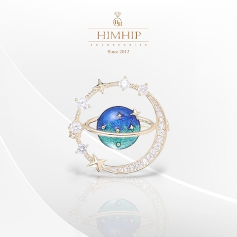 Trâm, Ghim Cài Áo Nhỏ HimHip Hành Tinh Cùng Vòng Tròn Vũ Trụ Thanh Lịch HKCC Đính Phale 2,5cm nam nữ