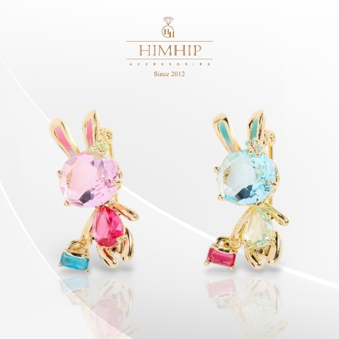 Trâm, Ghim Cài HimHip Thỏ Xách Giỏ Đáng Yêu HKCC Đính Phale 3,5*1,5cm