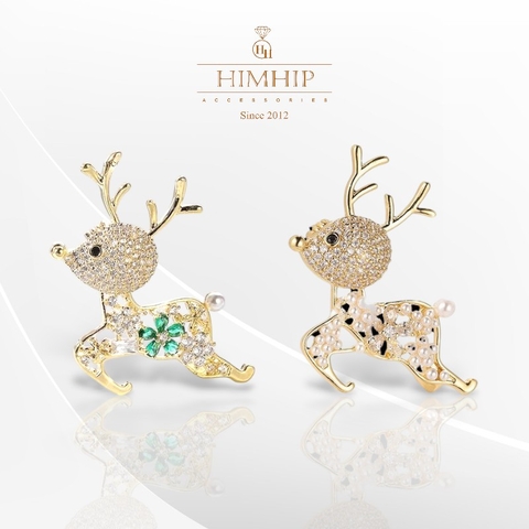 Trâm, Ghim Cài Áo HimHip Hươu Nhỏ Đáng Yêu HKCC Mix Trai 2,5*3,5cm