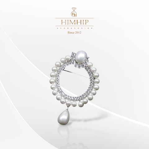 Trâm, Ghim Cài Áo HimHip Vòng Tròn Dáng Thả Sang Trọng HKCC Mix Trai 4*5,5cm