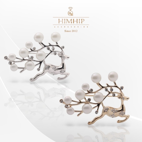 Trâm, Ghim Cài Áo HimHip Hươu Sao Nhẹ Nhàng Sang Trọng HKCC Mix Trai 4*5,5cm