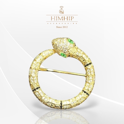 Trâm, Ghim Cài Áo Nam Nữ HimHip Rắn Mắt Xanh Sang Trọng HKCC Đính Phale 2,5*3cm