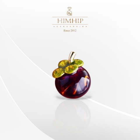 Pin Cài Áo HimHip Quả Măng Cụt Đáng Yêu HKCC Phủ Bóng 1,3*1,8cm