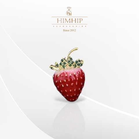 Pin Cài Áo HimHip Trái Dâu Tây Đáng Yêu HKCC Phủ Bóng 1*1,8cm