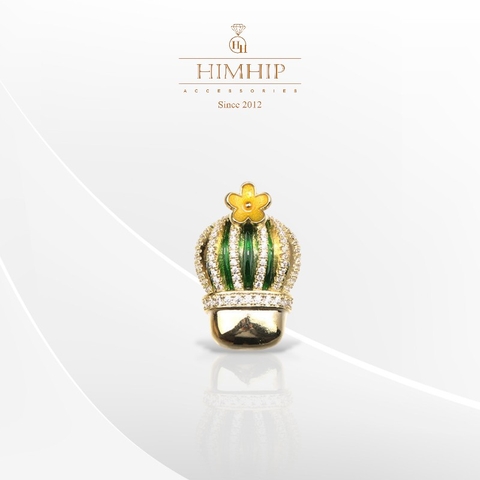 Pin Cài Áo HimHip Chậu Xương Rồng Xanh Đáng Yêu HKCC Đính Phale 2*2,8cm