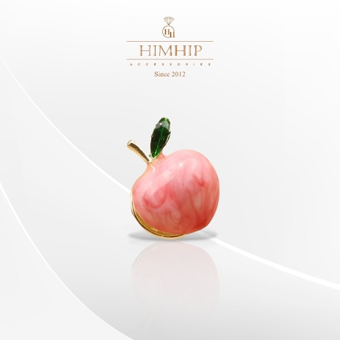 Pin Cài Áo HimHip Quả Đào Hồng Dễ Thương HKCC Phủ Bóng 1,5cm
