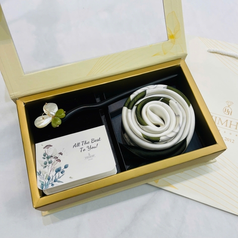 Set Quà HimHip Khăn Lụa Vuông 70x70cm & Trâm Cài Tóc Kèm Túi Hộp Thiệp - 34