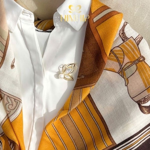 Set Quà 20/10 HimHip Khăn Viscose 90x90cm & Cài Khăn, Cài Áo Kèm Túi Hộp Thiệp - 1279