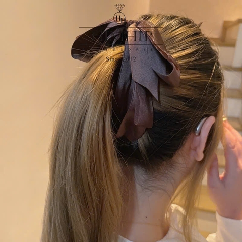 Kẹp Móc Dọc HimHip Composite Nơ Vải Nhiều Lớp 14*4cm