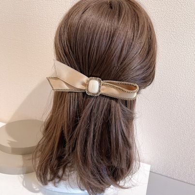 Kẹp bật vải viền xích đính trai thanh lịch 2.5*15cm