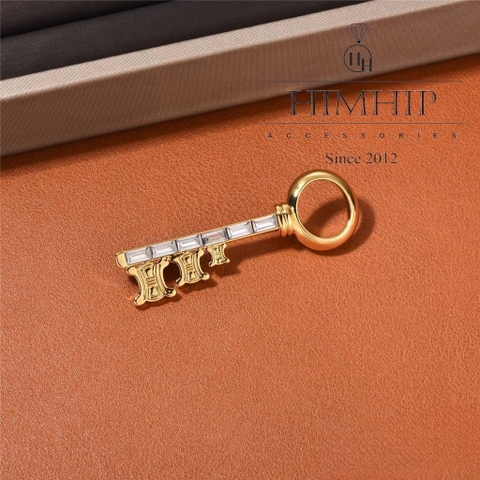 Trâm, Ghim Cài Áo HimHip Chìa Khoá Vàng Sang Trọng HKCC Đính Phale 2*6cm