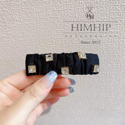 Kẹp Mái Bật HimHip Đính Đá Phale Vuông Sang Trọng 2.5x8.5cm